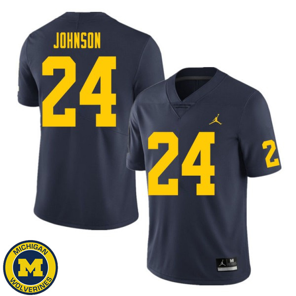 Men's Michigan Wolverines #24 George Johnson Navy Player Jersey